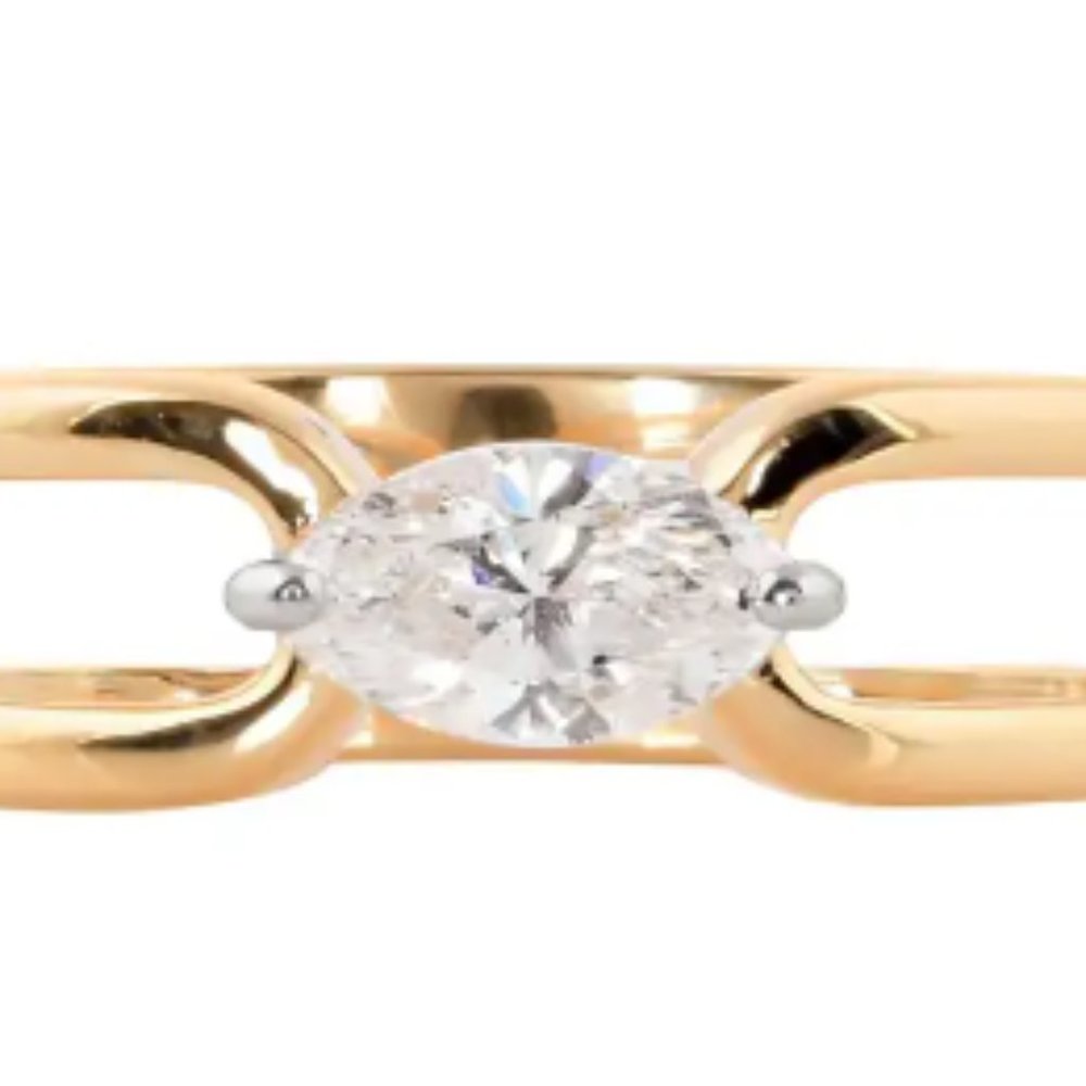 Natural SI Clarity HI Color Solitaire Marquise Diamond Ring 14 Karat Yellow Gold